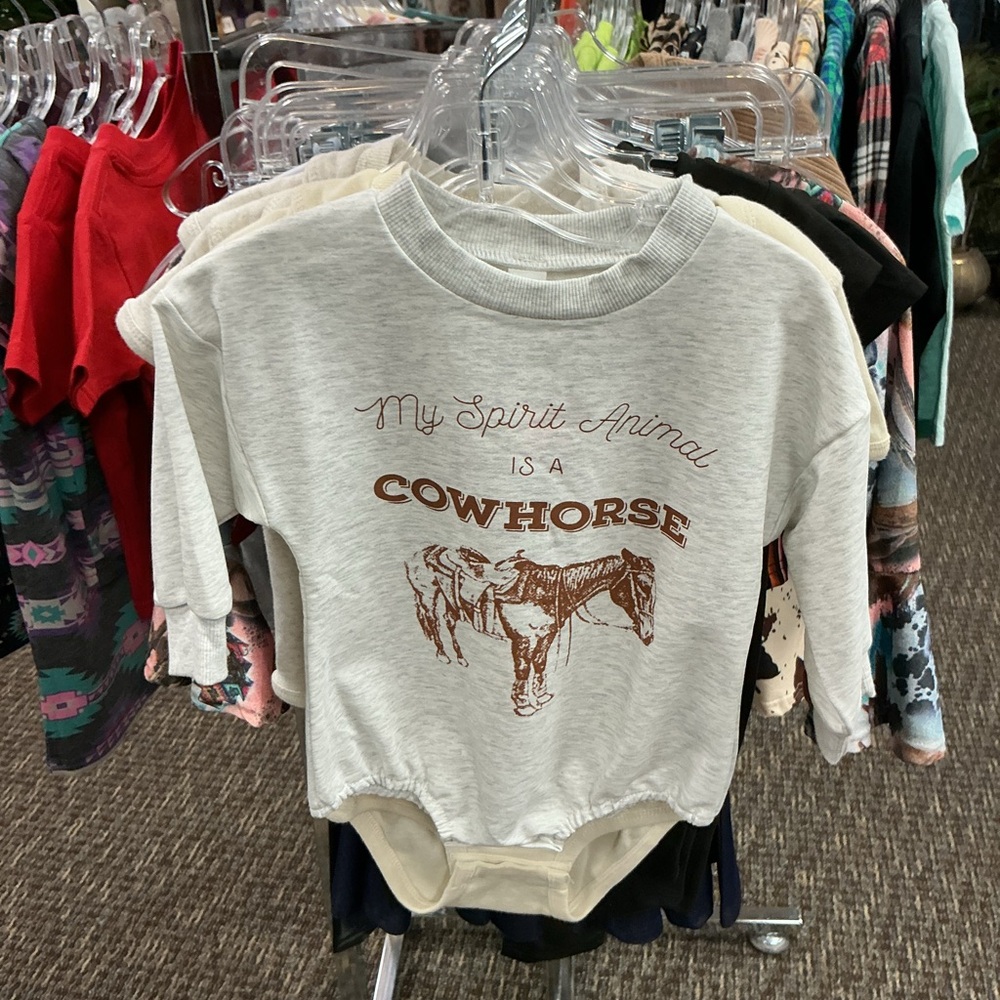 Cowhorse Graphic Kids Shirt - Gray